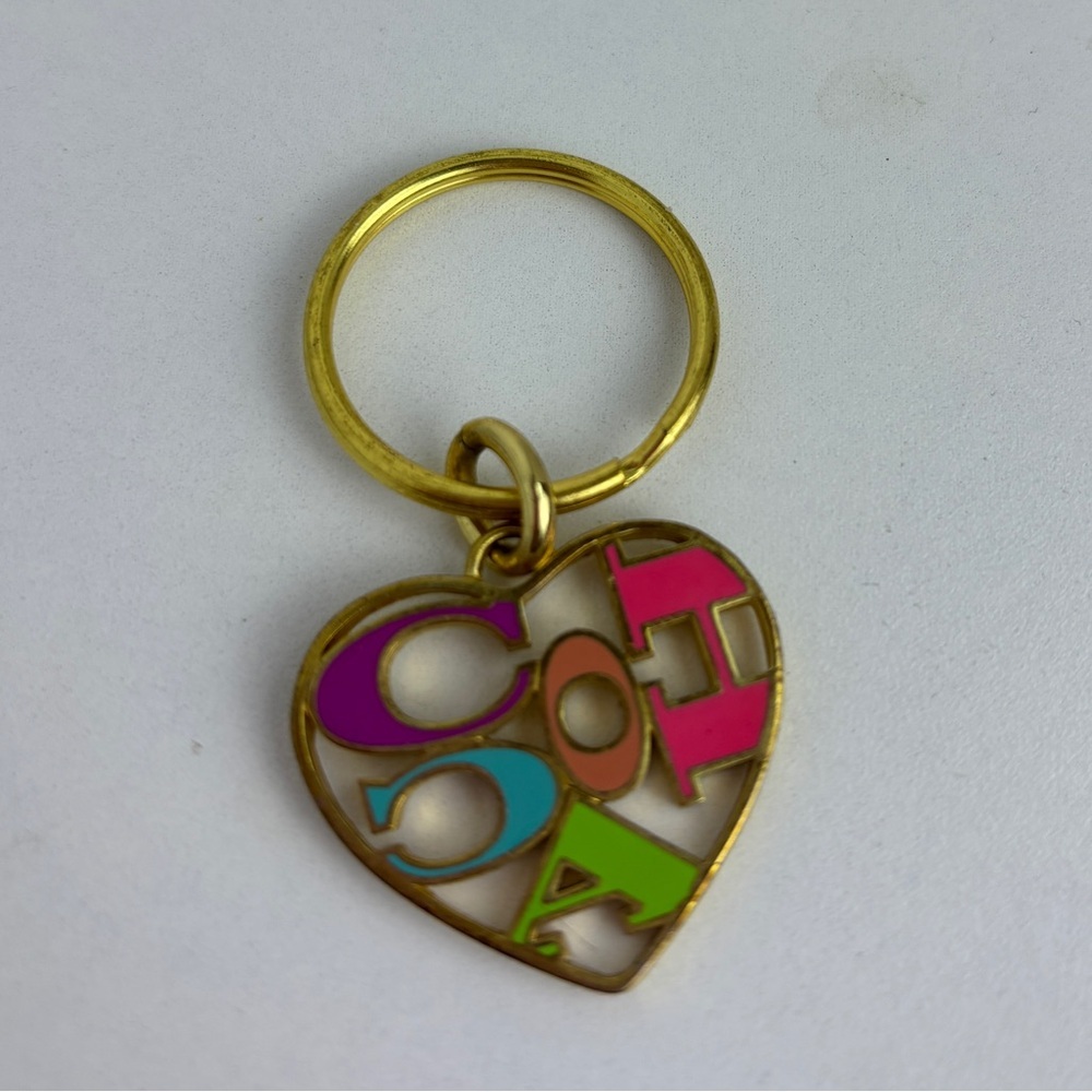 COACH Keychain Very RARE Key Chain Ring colored Enamel Signature Logo 93116
